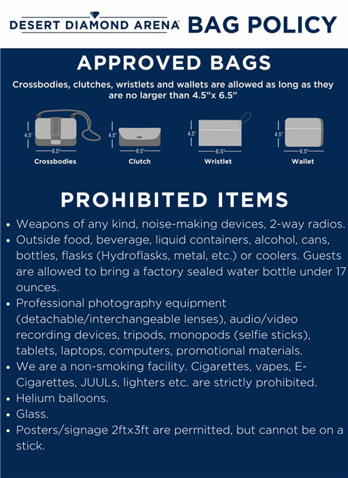 Bag policy and prohibited items